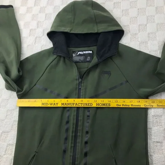 Venum Hoodie Sweatshirt Mens Small Green Full Zip MMA Fighting Training * - Picture 7 of 14